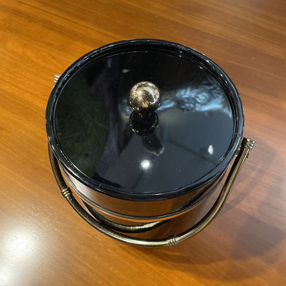 Round Black Vinyl Ice Busket with Handle