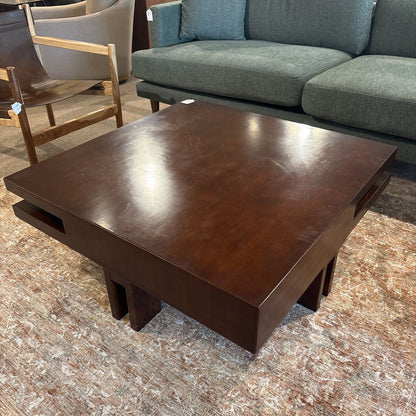 Modern Dark Wood Square Coffee Table