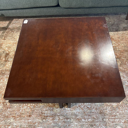Modern Dark Wood Square Coffee Table