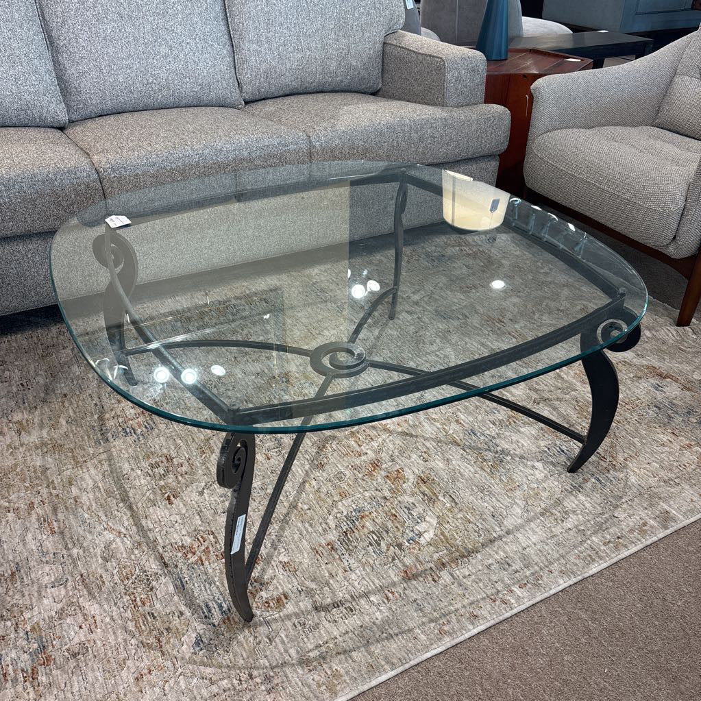Rounded Glass Top Large Coffee Table