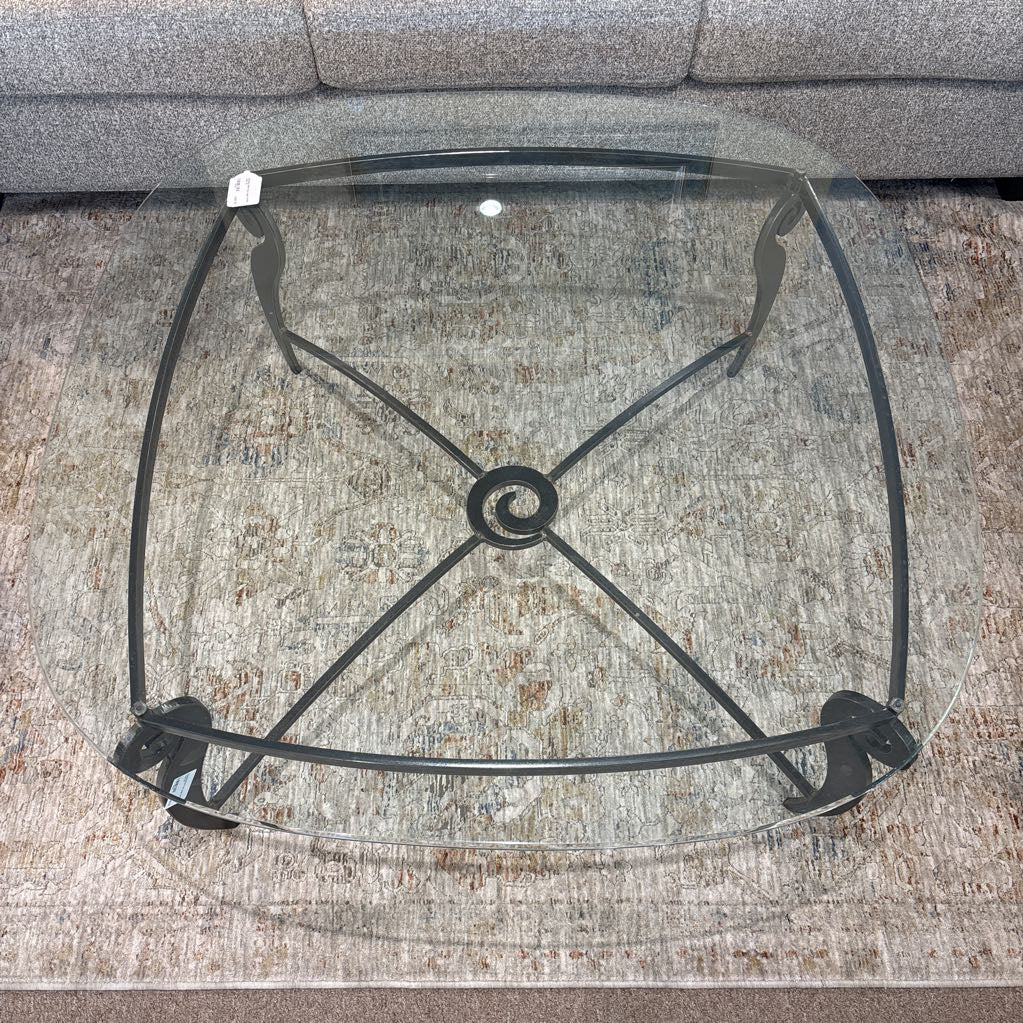 Rounded Glass Top Large Coffee Table