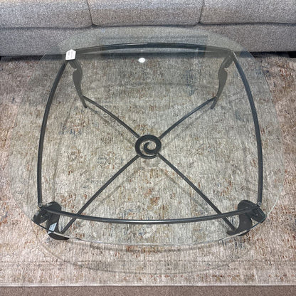 Rounded Glass Top Large Coffee Table