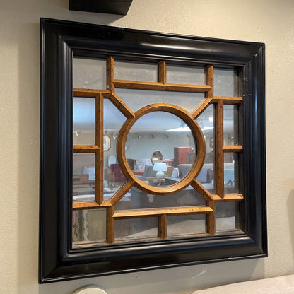 Square Mirror with Matte Gold Design Overlay AS IS