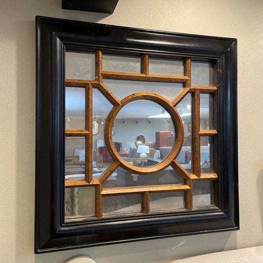 Square Mirror with Matte Gold Design Overlay AS IS C MIRRORS