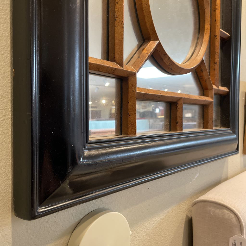 Square Mirror with Matte Gold Design Overlay AS IS