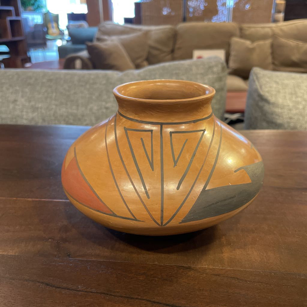 Signed SW Ecru & Black Pottery Vessel UNIQUE FINDS