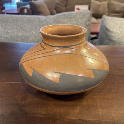 Signed SW Ecru & Black Pottery Vessel UNIQUE FINDS