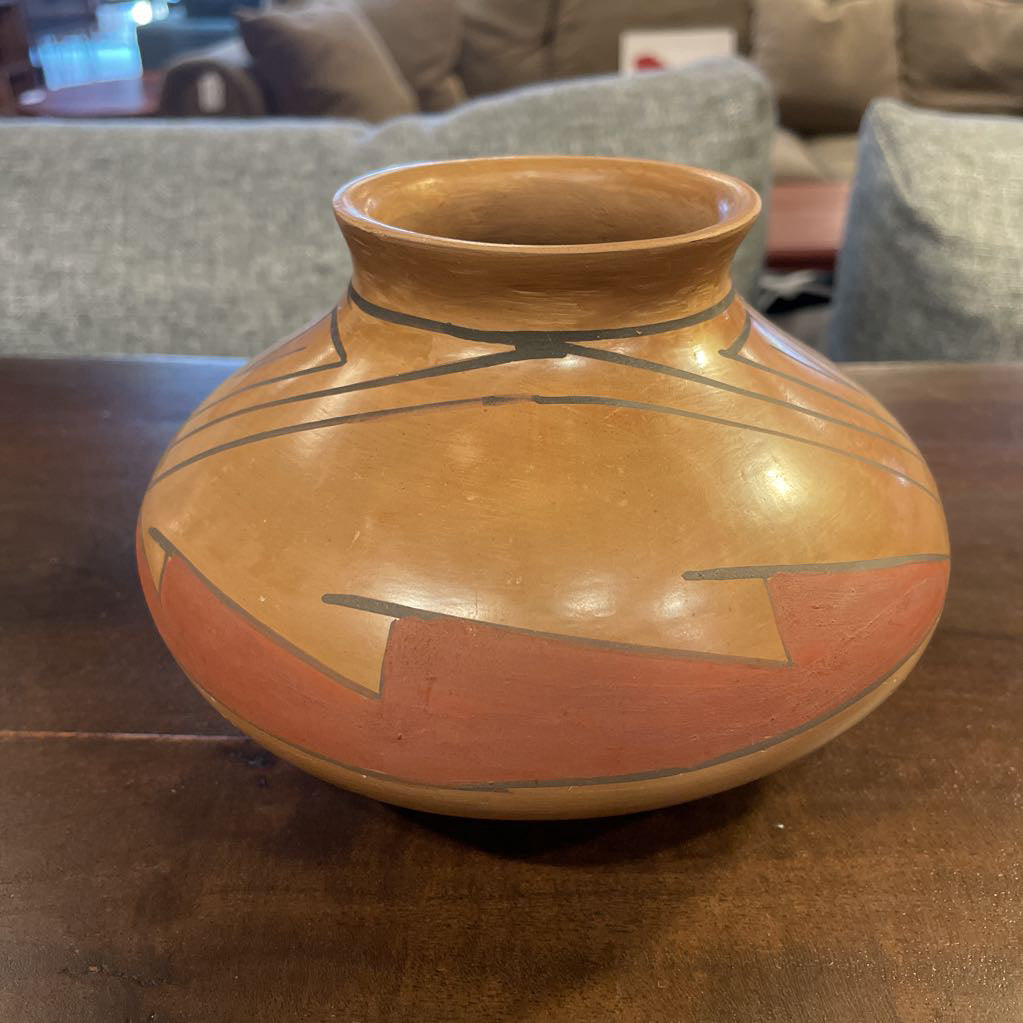 Signed SW Ecru & Black Pottery Vessel UNIQUE FINDS