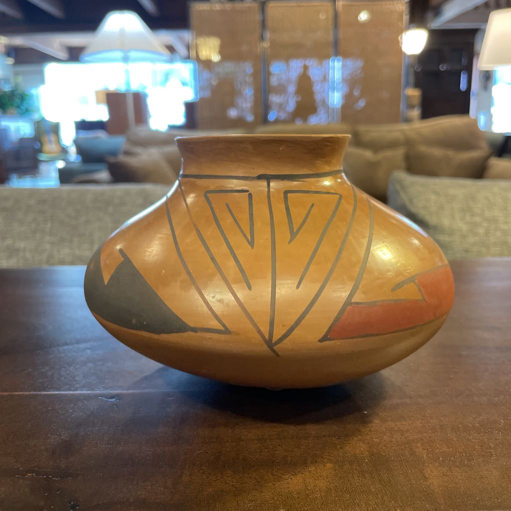 Signed SW Ecru & Black Pottery Vessel UNIQUE FINDS