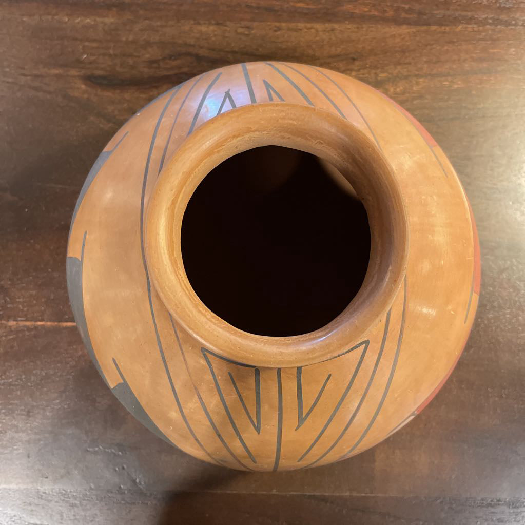 Signed SW Ecru & Black Pottery Vessel UNIQUE FINDS