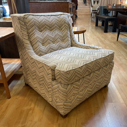 Beige, Blue, and Pink Whale Tail Upholstry Petite Accent Chair