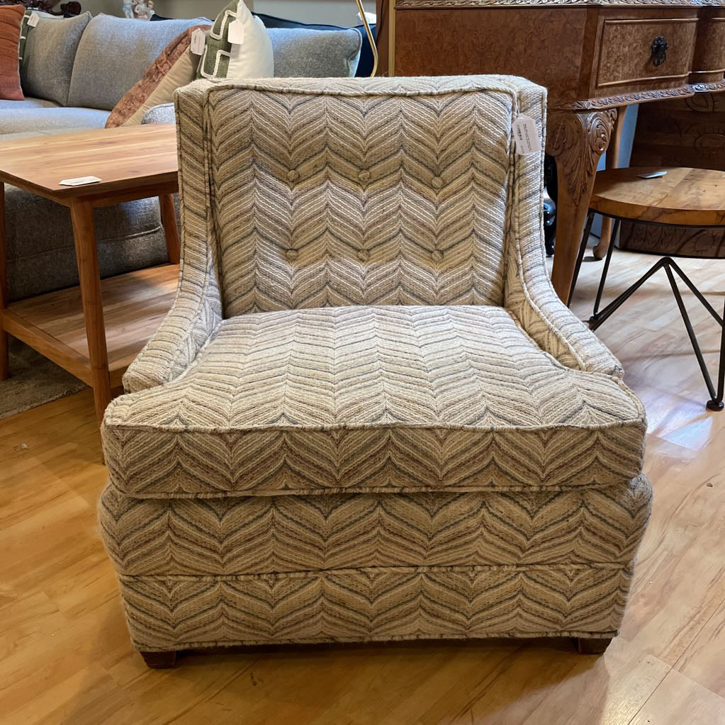 Beige, Blue, and Pink Whale Tail Upholstry Petite Accent Chair