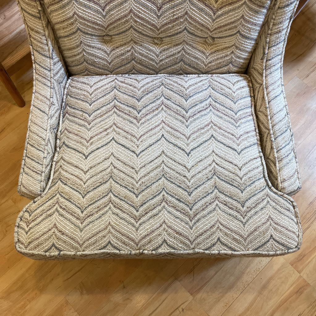 Beige, Blue, and Pink Whale Tail Upholstry Petite Accent Chair