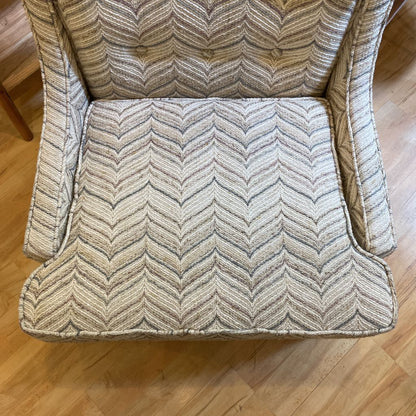Beige, Blue, and Pink Whale Tail Upholstry Petite Accent Chair
