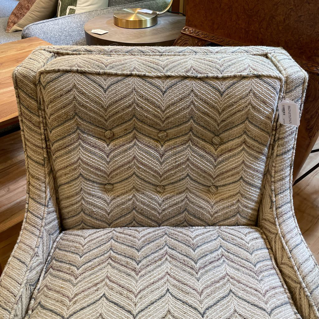 Beige, Blue, and Pink Whale Tail Upholstry Petite Accent Chair