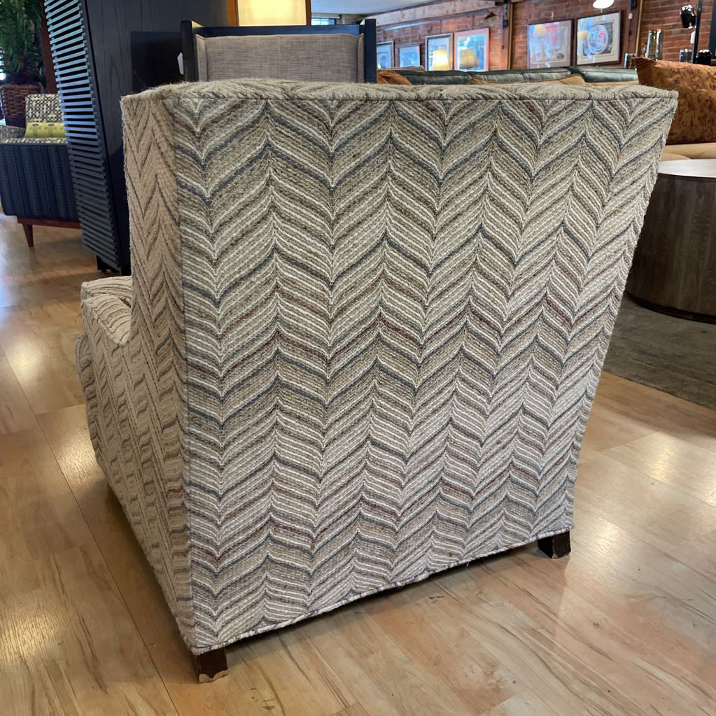 Beige, Blue, and Pink Whale Tail Upholstry Petite Accent Chair
