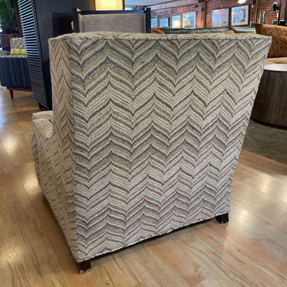 Beige, Blue, and Pink Whale Tail Upholstry Petite Accent Chair