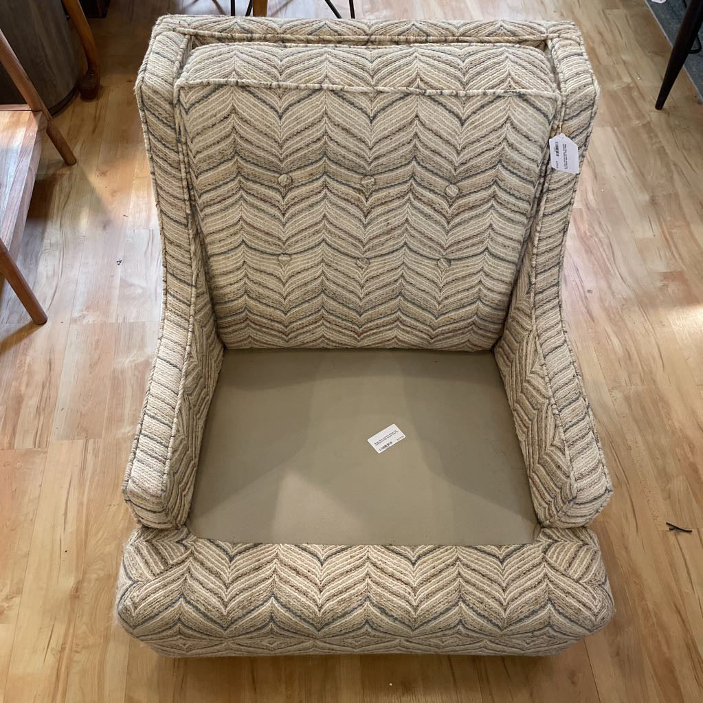 Beige, Blue, and Pink Whale Tail Upholstry Petite Accent Chair