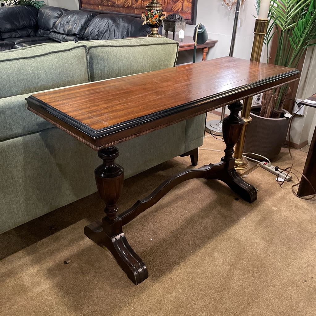 Ornate Dark Wood Testle Entry Console Table C CONSOLE TABLES