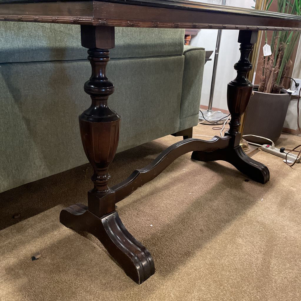 Ornate Dark Wood Testle Entry Console Table C CONSOLE TABLES