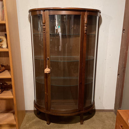 4 Tier Glass Shelf Turn Wood Accent Curio Cabinet