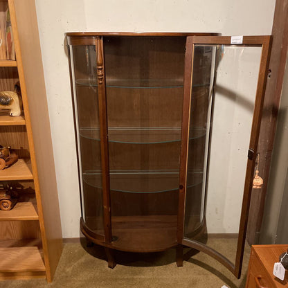 4 Tier Glass Shelf Turn Wood Accent Curio Cabinet
