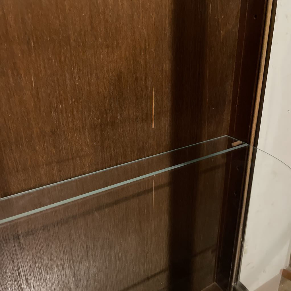 4 Tier Glass Shelf Turn Wood Accent Curio Cabinet
