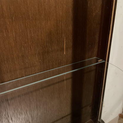 4 Tier Glass Shelf Turn Wood Accent Curio Cabinet