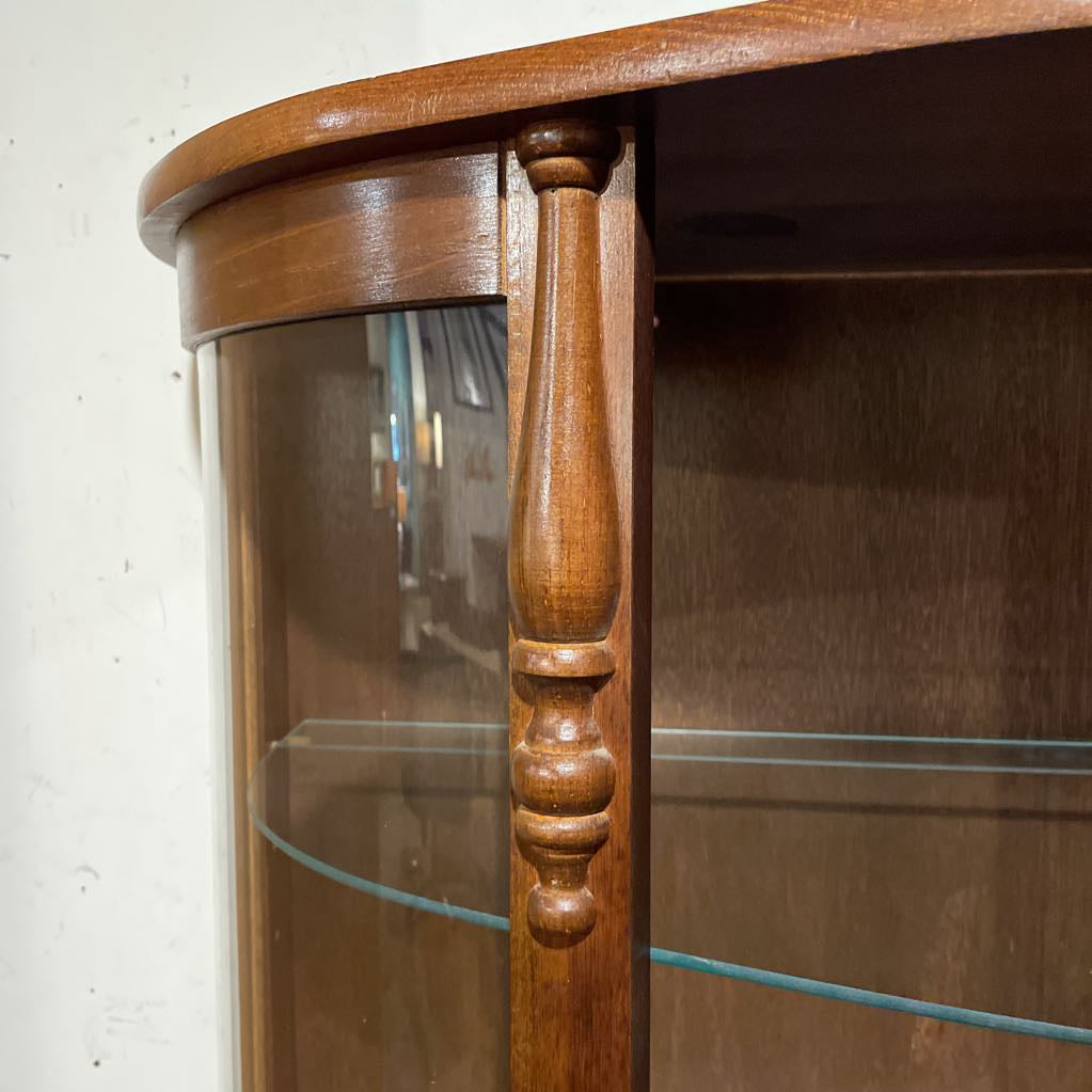 4 Tier Glass Shelf Turn Wood Accent Curio Cabinet
