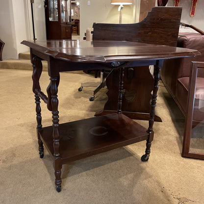 Turn Wood Drop Leaf Tea Cart w/ Glass Tray C BAR CARTS