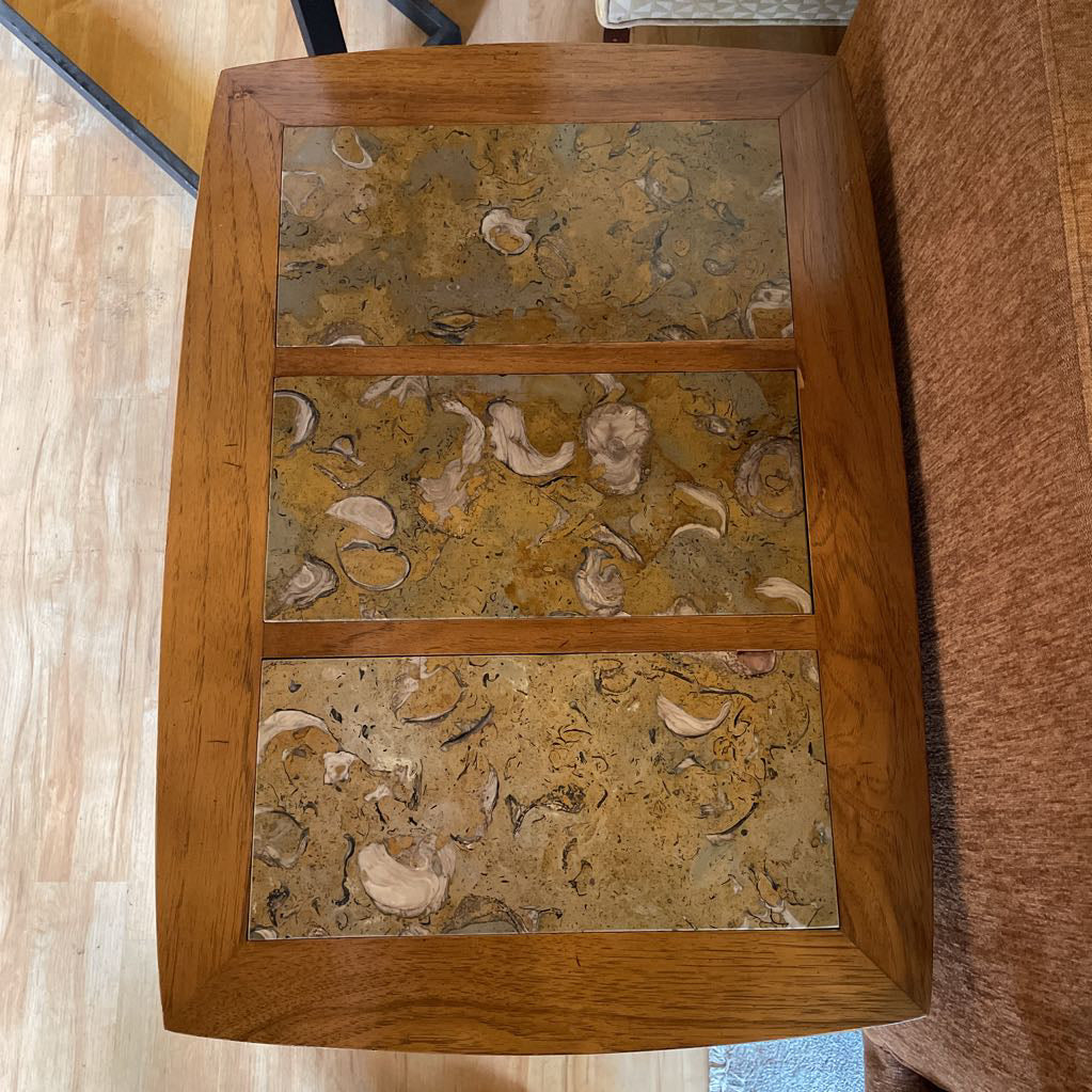 Tri Tile Oak Side Table w/ Sliding Doors C SIDE TABLES