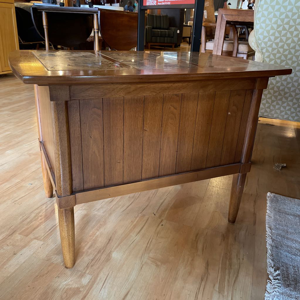 Tri Tile Oak Side Table w/ Sliding Doors C SIDE TABLES