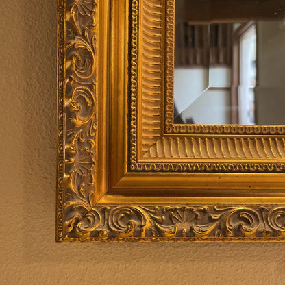 Ornate Rectangular Gold Frame Horizontal Wall Mirror