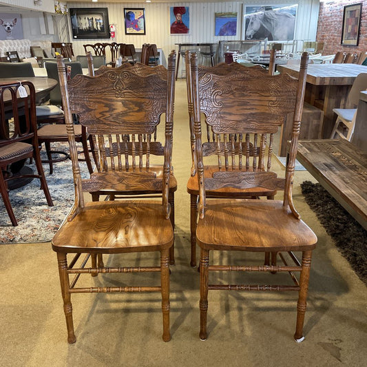 Oak Spindle Back Farmhouse Style Dining Chair SET OF 4 C DINING CHAIRS