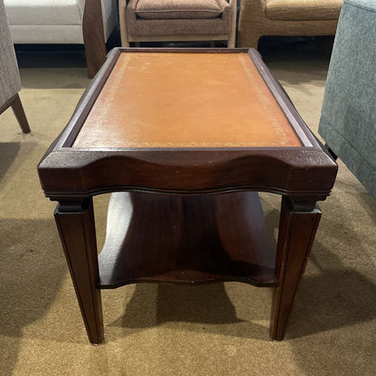 Golden Yellow Leather Top 2 Tier End Table C SIDE TABLES