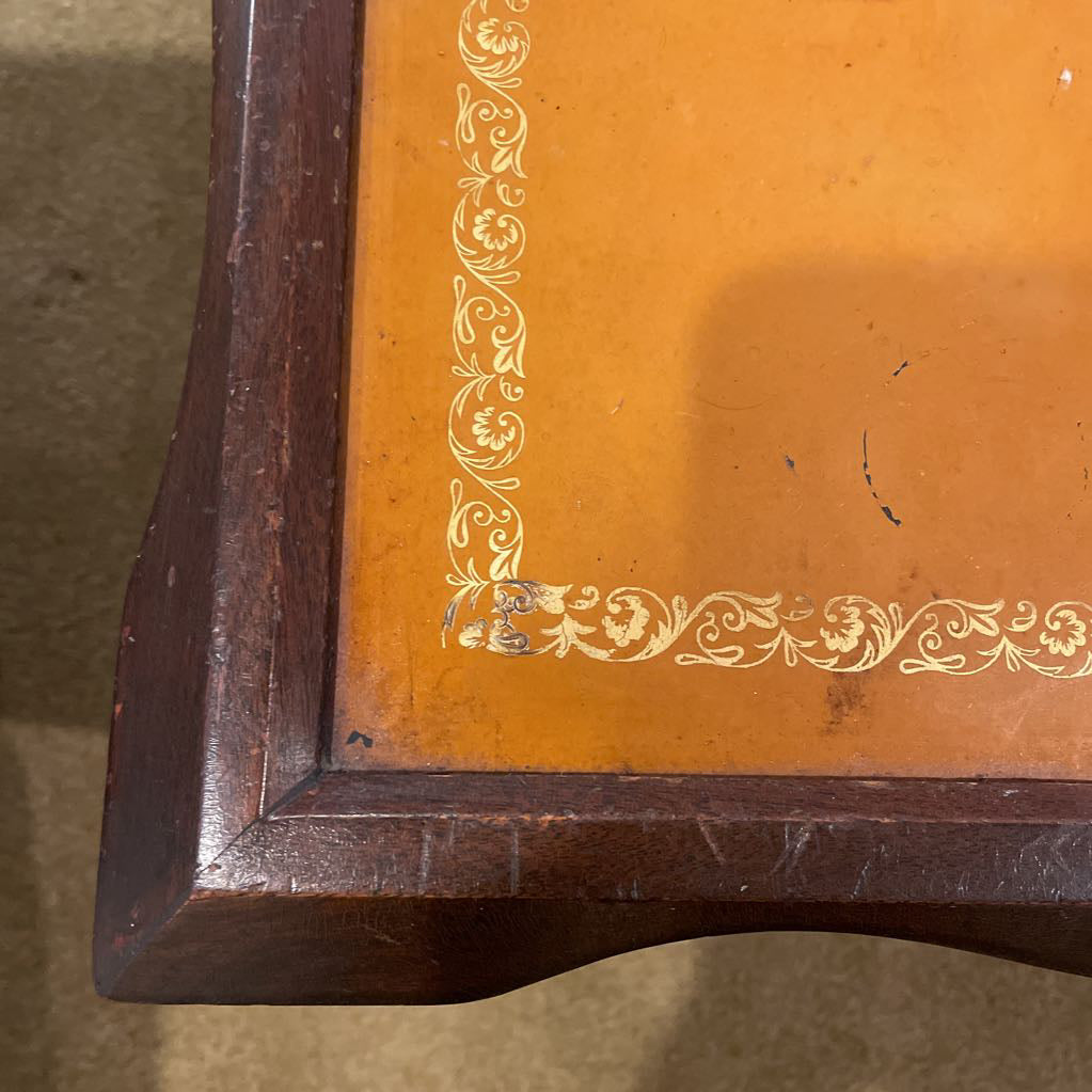 Golden Yellow Leather Top 2 Tier End Table C SIDE TABLES