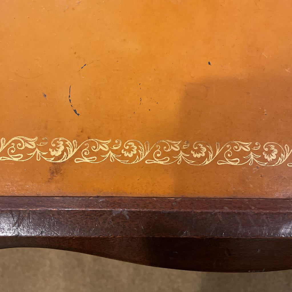 Golden Yellow Leather Top 2 Tier End Table C SIDE TABLES