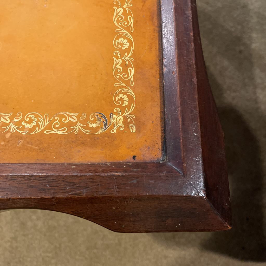 Golden Yellow Leather Top 2 Tier End Table C SIDE TABLES
