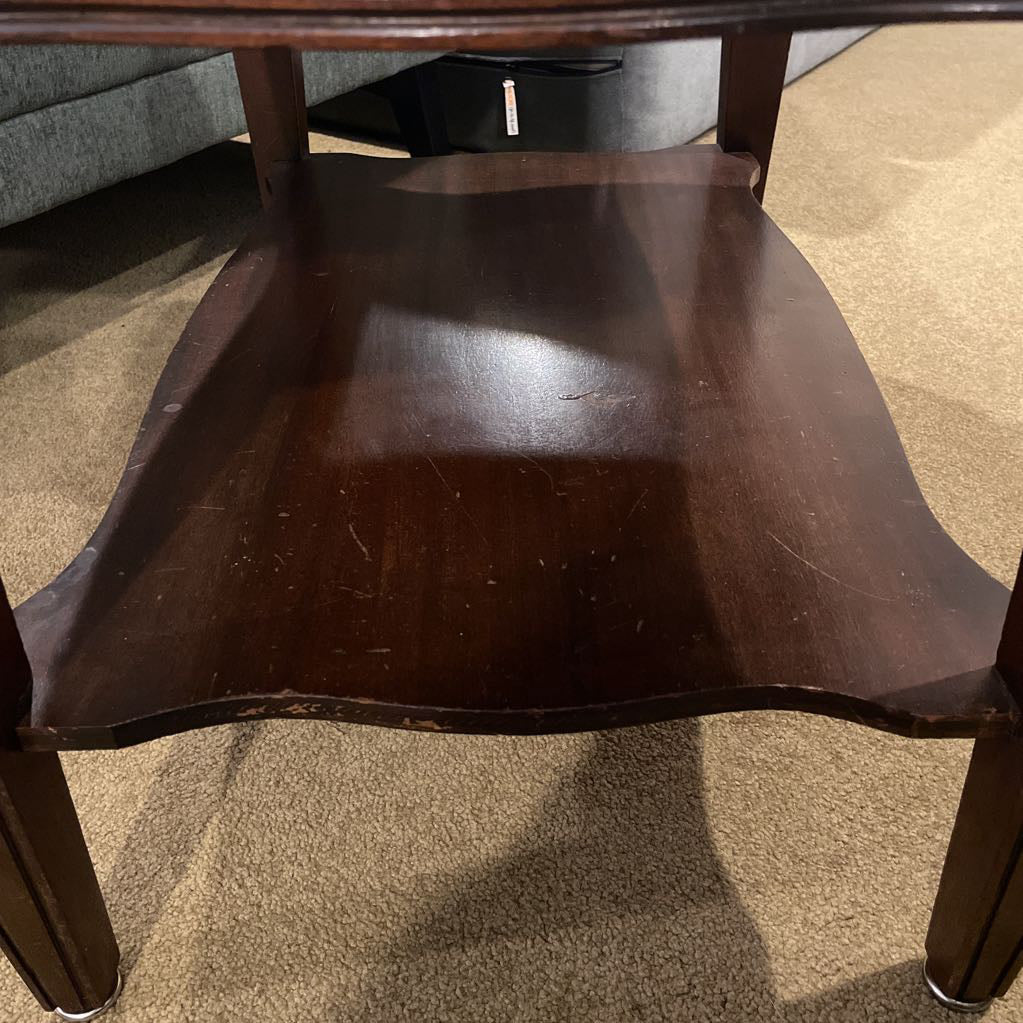 Golden Yellow Leather Top 2 Tier End Table C SIDE TABLES