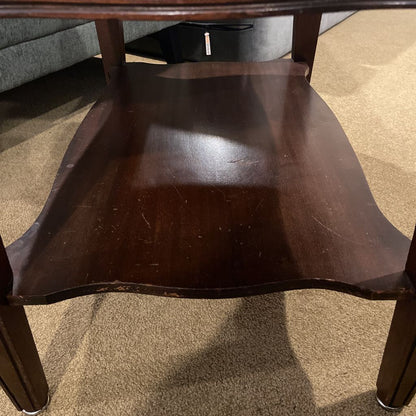 Golden Yellow Leather Top 2 Tier End Table C SIDE TABLES