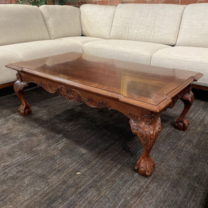 Rectangular Wooden Coffee Table with Claw and Ball Feet