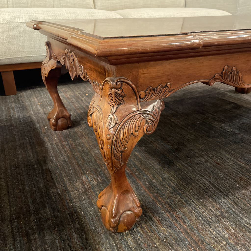 Rectangular Wooden Coffee Table with Claw and Ball Feet