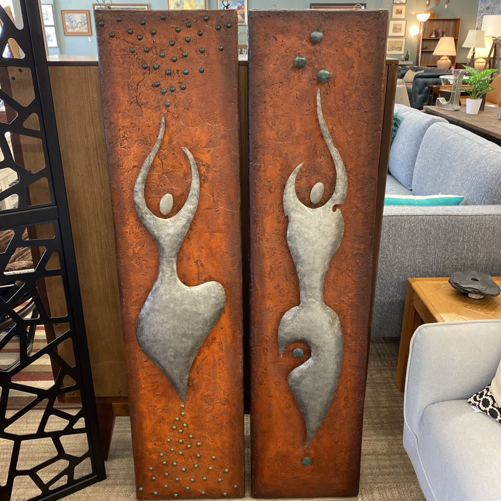 Original Relief Figures Art Diptych ART