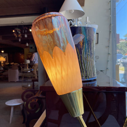 1940's Wood and Brass Double Stem Table Lamp