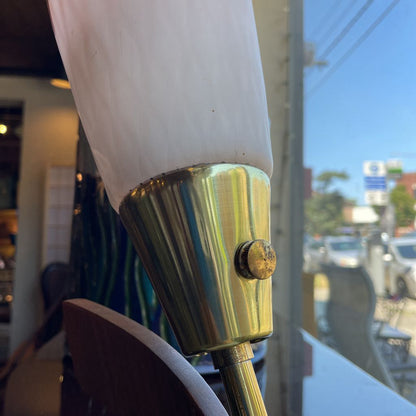 1940's Wood and Brass Double Stem Table Lamp