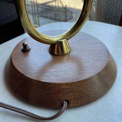 1940's Wood and Brass Double Stem Table Lamp