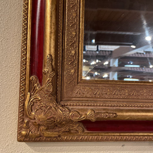 Vintage Italian Regency Gold and Red Rectangular Mirror C MIRRORS