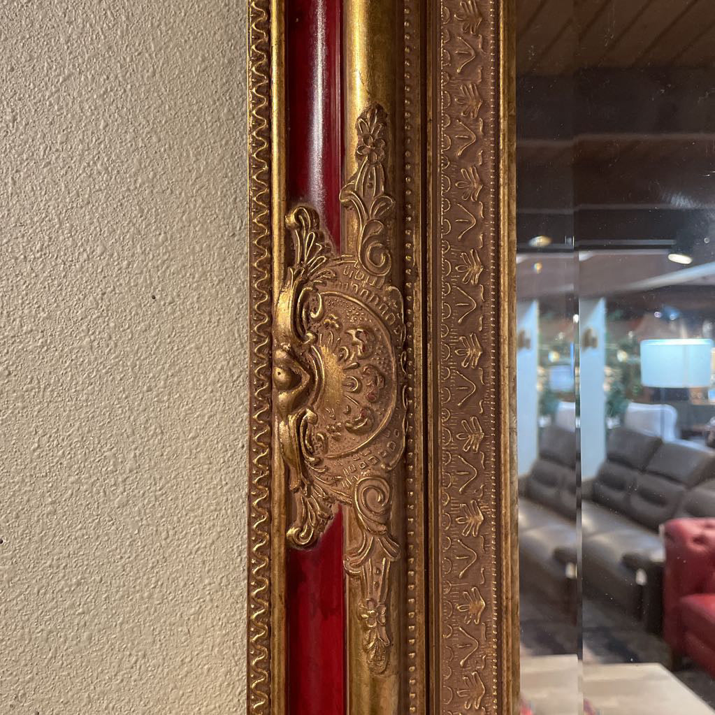 Vintage Italian Regency Gold and Red Rectangular Mirror