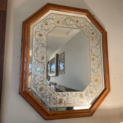 Octagon Mirror with Floral Detail