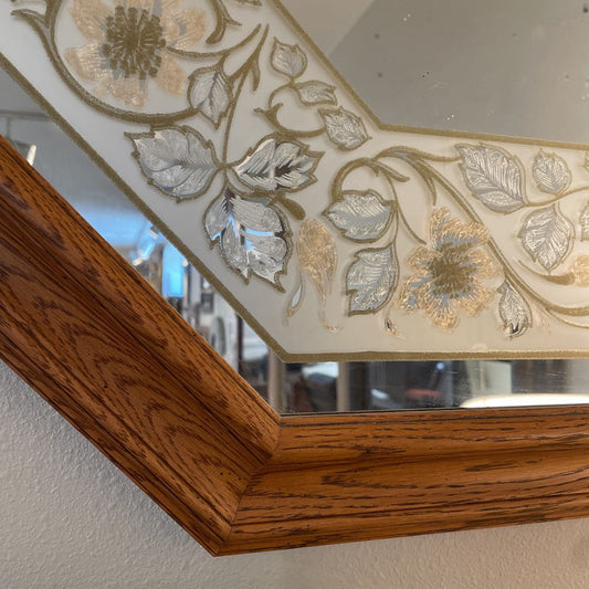 Octagon Mirror with Floral Detail C MIRRORS